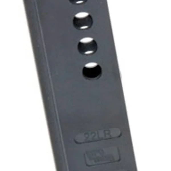 ProMag 1911 conversion magazine, black upright view with round witness holes