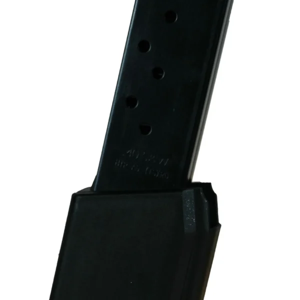 ProMag Highpoint 4595TS Magazine, black extended magazine in angled side view