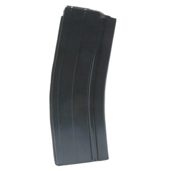 ProMag AR-15 Magazine, left side view of curved blued steel magazine