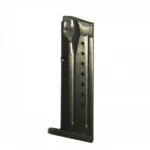 ProMag S&W M&P Magazine, black blued steel angled side view with witness holes and baseplate