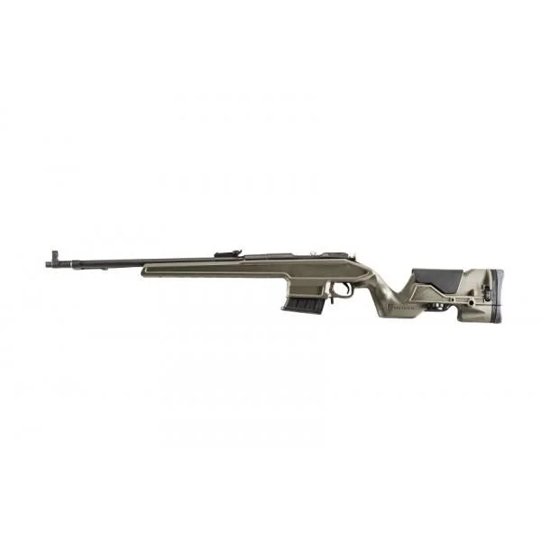 ProMag Archangel Opfor olive drab rifle stock, right-side view with grip and adjustable buttstock