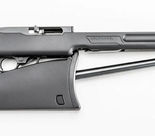 Promag Mfg. Inc. Archangel Quick Break-Down stock, black, left-side view with barrel section