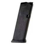 ProMag Glock 23 Magazine, angled side view of black polymer magazine