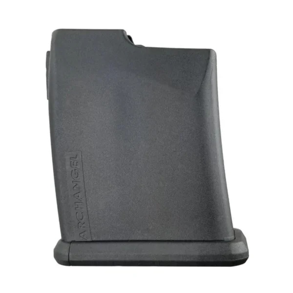 ProMag Archangel Short Action Magazine in black polymer, angled side view with flared base