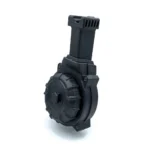 Promag Thompson Carbine black drum magazine, front three-quarter view
