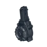 Promag Handgun Drum Magazine Fits CZ Scorpion, black front-side view with round drum