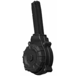 Promag Smith & Wesson 5900 Handgun Magazine, black drum magazine with long tower, angled view