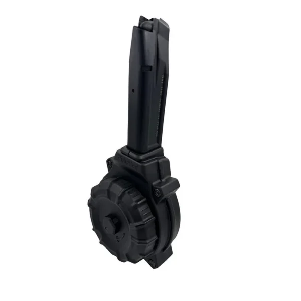 ProMag Springfield Armory Prodigy 2011 Drum Handgun Magazine, black front angled view