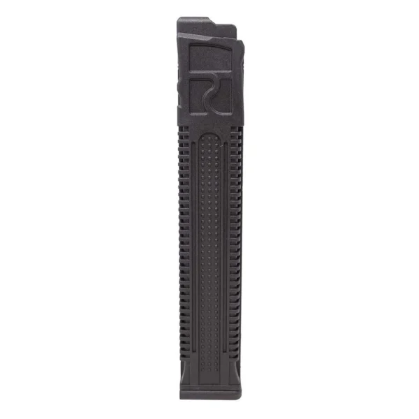 ProMag Sig Sauer Sig MPX rifle magazine, black front view with ribbed lower body