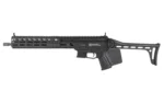 Grand Power Stribog SP9A1, black right-side view with skeletonized stock and top rail