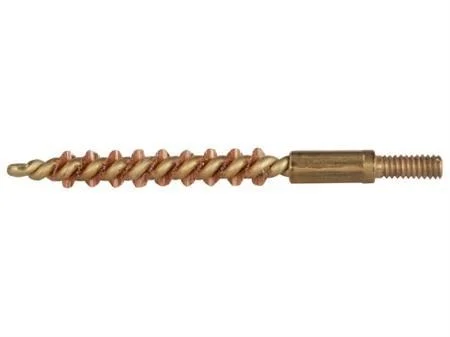 Pro-Shot Benchrest pistol bore brush, bronze bristles and brass core in side view