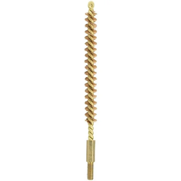 Pro-Shot Benchrest Quality rifle bore brush, vertical view with bronze bristles and brass core