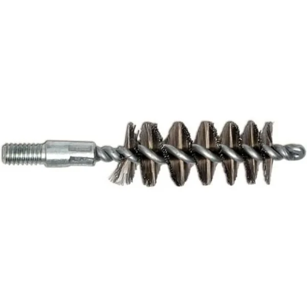 Pro-Shot stainless steel pistol bore brush, side view with twisted wire and dark bristles