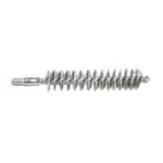 Pro-Shot Stainless Steel Chamber Brush, silver side view with threaded stem and spiral bristles