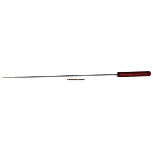 Pro-Shot 12-inch Pistol Cleaning Rod, side view with red handle, jag and brush attachments