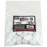 Pro-Shot 1-inch Round Cotton Patches, clear bag filled with white patches and product label