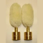 Pro-Shot Shotgun Wool Mop Brass Snap Caps, two cream wool mops on brass bases