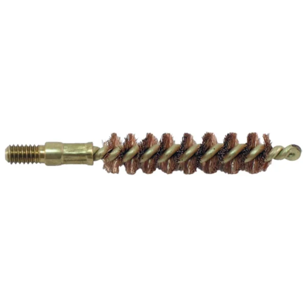 Pro-Shot Tactical Bronze Bristle Bore Brush, side view with brass core, threaded end and spiral bristles