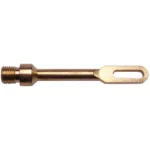 Pro-Shot Shotgun Patch Holder, side view of brass holder with threaded end and slotted tip