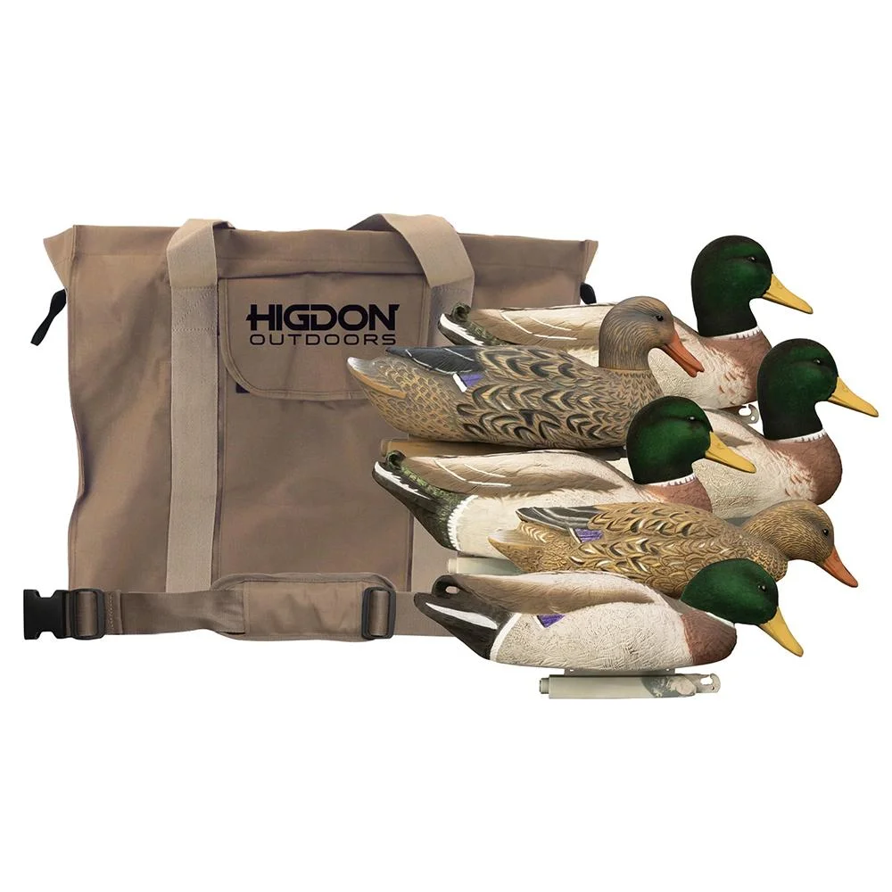 primary-37829 Higdon Outdoors Hidgon Magnum Mallard Foam Filled Flocked Heads Duck Decoys 6/ct with Slot Bag