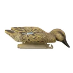 Higdon Outdoors Standard Blue Wing Teal, brown duck decoy in right-side view on a base