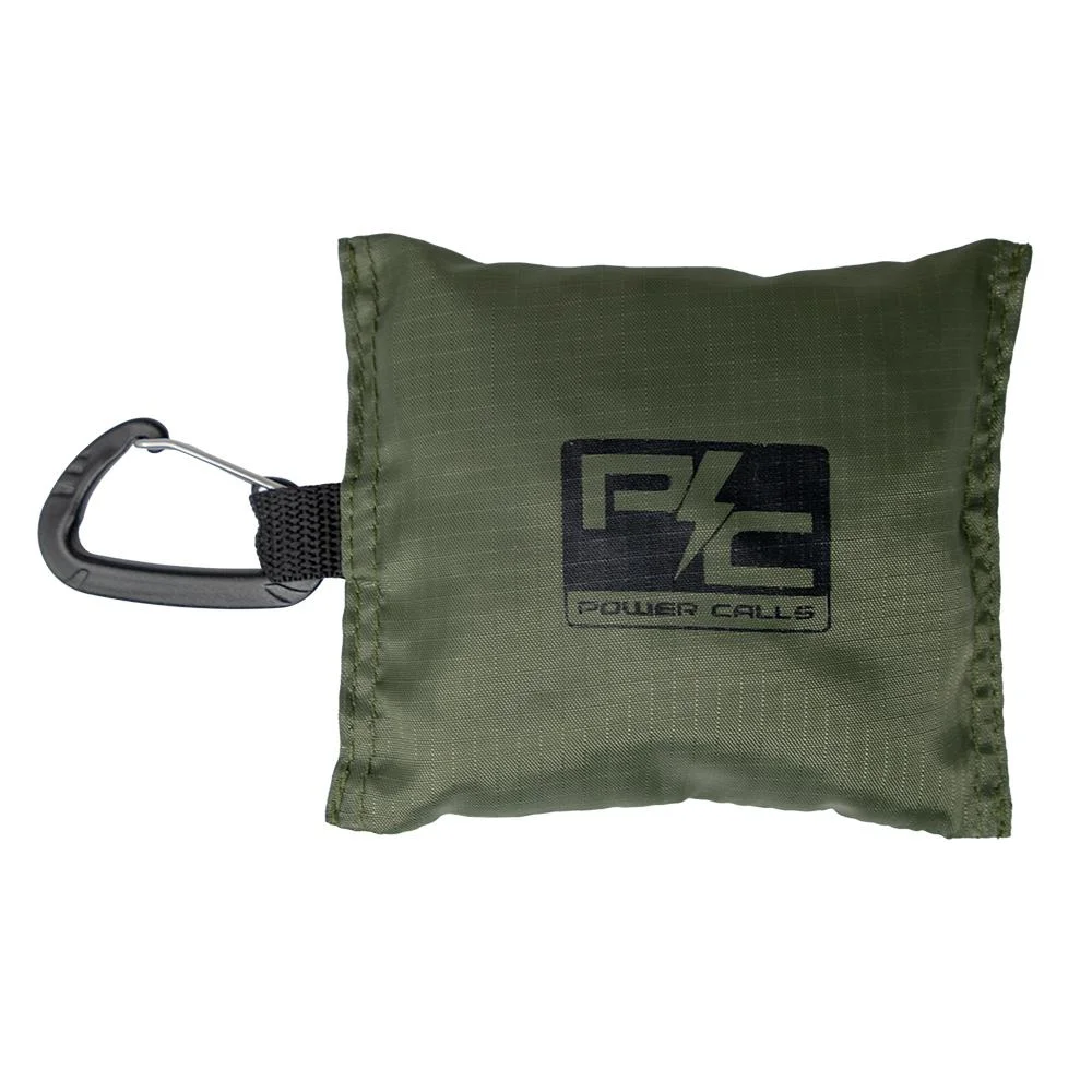 primary-37931 Higdon Outdoors Power Calls Scratch Bag olive drab, front view with logo and black clip