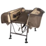 Higdon Outdoors MOmarsh InvisiMan Blind, brown camouflage blind unfolded on metal legs