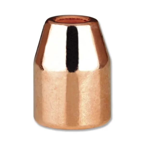 Berry's Superior Plated Handgun Bullets .45 ACP, close-up front view of copper hollow-point bullet