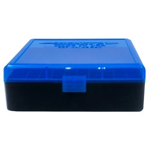 primary-38114 Berry's Ammo Box #007, front view with translucent blue lid, black base and centre latch