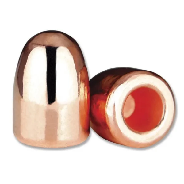Berry's Superior Plated Pistol Bullets, two copper-coloured bullets with one showing the hollow base