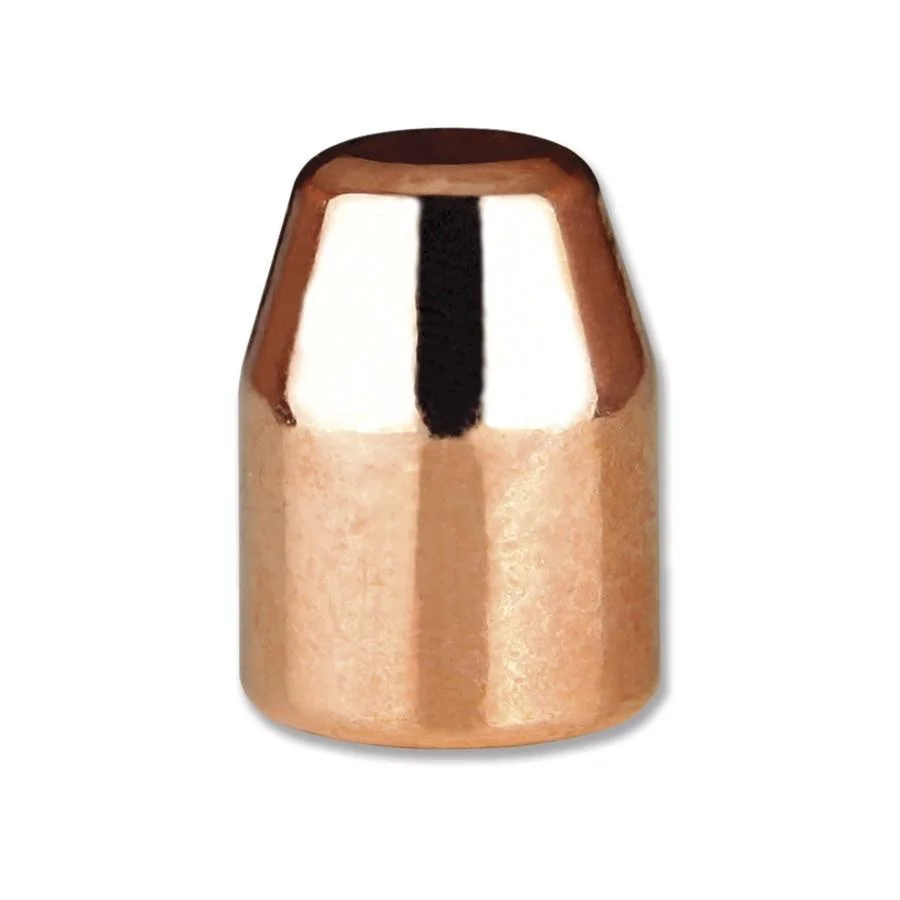 primary-38152 Berry's Superior Plated Pistol Bullets, front angled view of copper-colored flat-point bullet