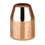 Berry's Superior Plated Handgun Bullets, close view of one copper-colored flat-point bullet