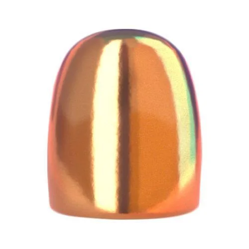 Berry's Superior Plated Pistol Bullets, copper-coloured round-nose bullet, side view