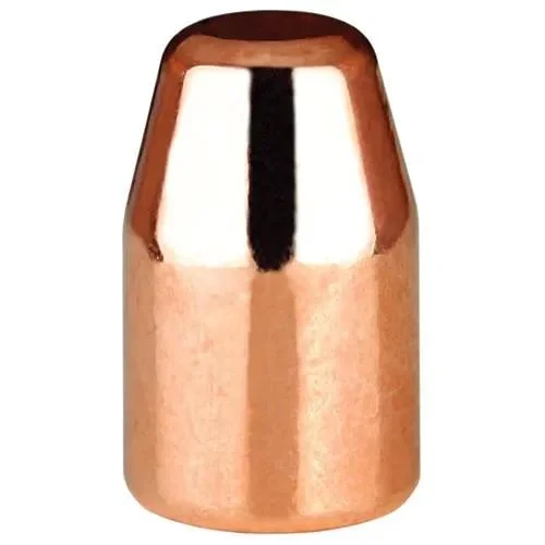 Berry's Preferred Plated Bullets, copper-coloured flat-point bullet, front view