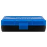 Berry's Ammo Box #401 in blue and black, front view with lid closed and latch visible