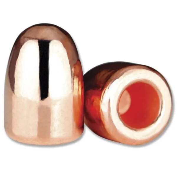 Berry's Superior Plated Pistol Bullets, copper-coloured rounded bullet with hollow base view
