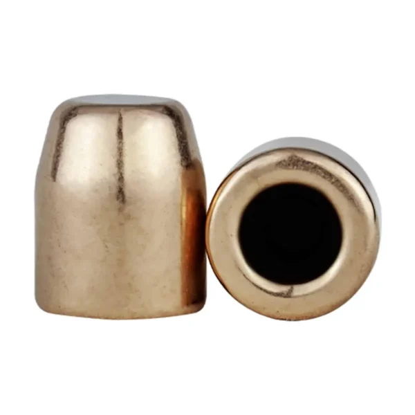 Berry's Superior Plated Bullets two copper-coloured bullets, side and hollow-base views