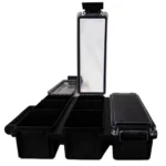 Berry's Mfg Berrys Ammo Can Tri-Can Utility Box, black open box with divided compartments
