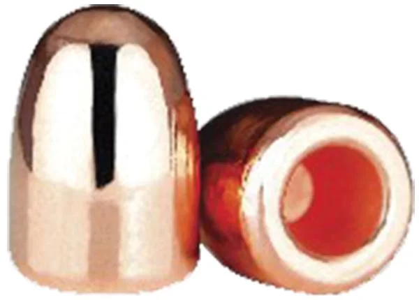 Berry's Superior Plated Pistol Bullets, copper-coloured round nose bullet and sectioned view