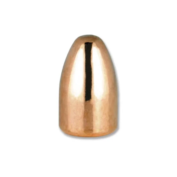 Berry's Superior Plated Pistol Bullets copper-colored round-nose bullet, front view