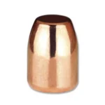 Berry's Superior Plated Bullets, front view of a single copper-colored flat-point bullet