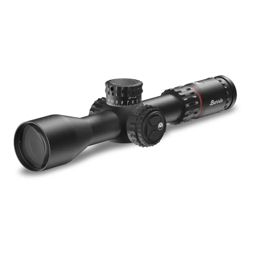 primary-384 Burris XTR PS Rifle Scope, black angled side view with large objective and adjustment turrets