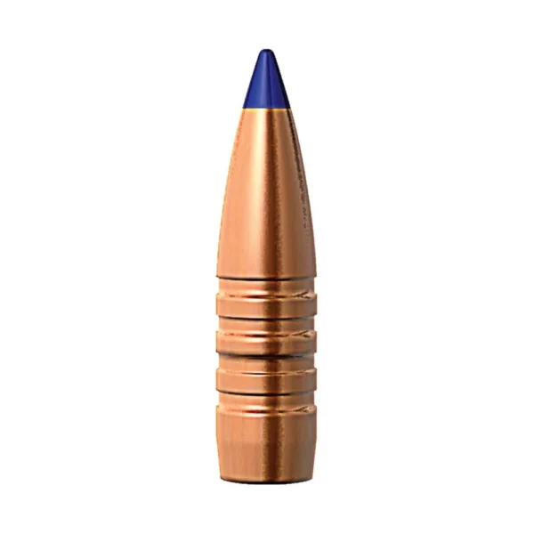 Barnes TTSX Rifle Bullets, single copper bullet with blue pointed tip and grooved base