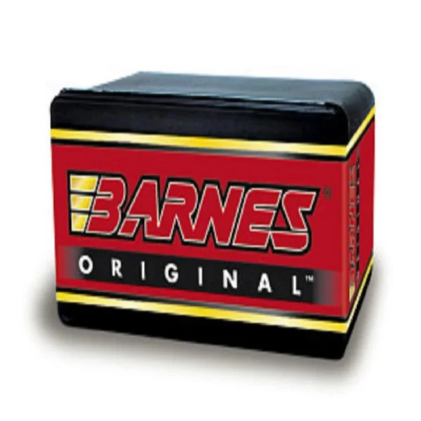Barnes Originals Semi-Spitzer Bullets, black and red Barnes-branded box in front view