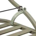 Summit Rapid Climb Stirrups, close-up of green metal stirrup attached to a platform