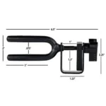 Summit Universal Bow Holder, black U-shaped holder shown from the side with measurement markings