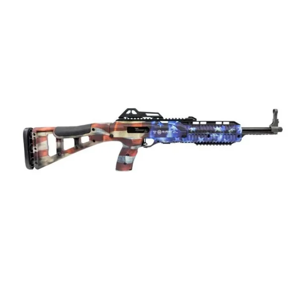 MKS Supply LLC Hi-Point 9TS Carbine, right side with red, white and blue flag-pattern stock