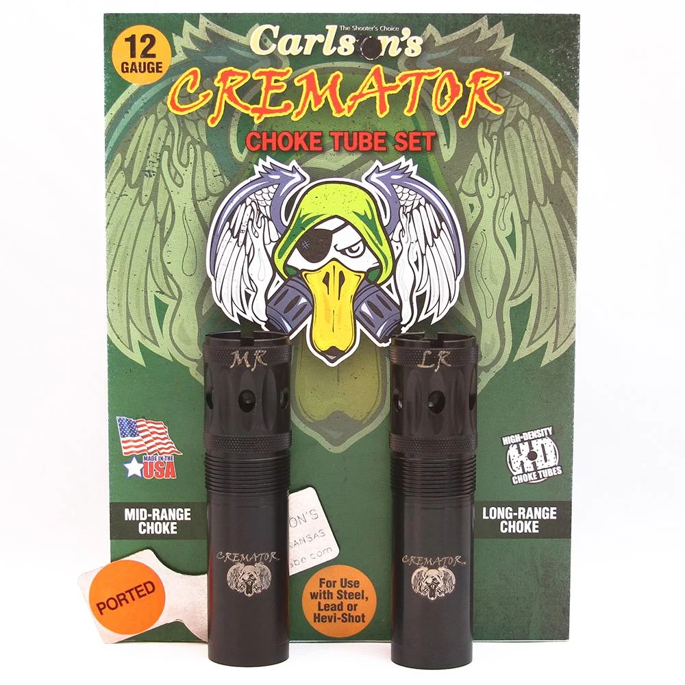 primary-38621 Carlson's Cremator Waterfowl choke tubes, two black ported tubes in retail packaging