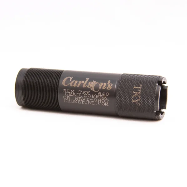 Carlson's Turkey Extended Choke Tube, black cylindrical tube with knurled body and notched end