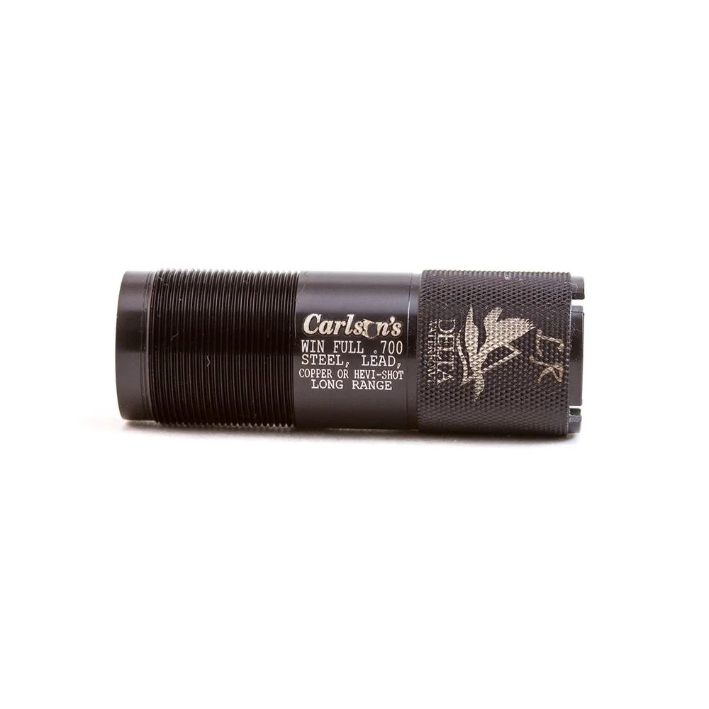 primary-38710 Carlson's Delta Waterfowl Extended Long Range Choke Tube, black side view with threaded end